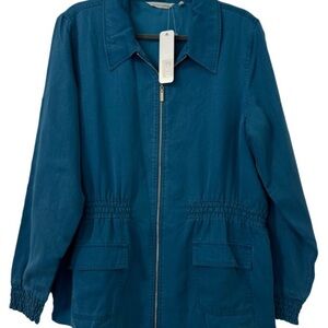 Soft Surroundings Elastic Waist Utility Masina Teal Reef Jacket Pocket NWT Large